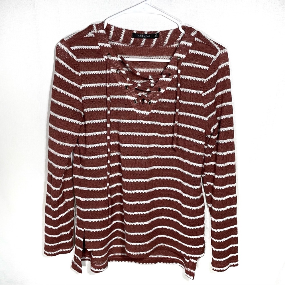 Doe & Rae pink and white striped lightweight sweater S